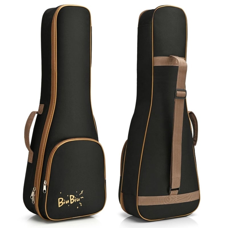 Flexzion Ukulele Case Bag - Ukulele 21 Inch Soprano Backpack Soft Case - Waterproof Uke Gig Bag with Carrying Handle, Pocket & Adjustable Shoulder Strap, Black - Image 1